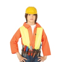 Cinto com acessórios e capacete de operário para criança
