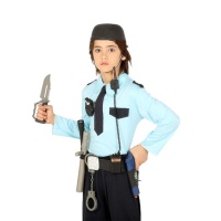 Cinto com acessórios e capacete de polícia para criança