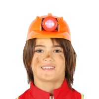 Capacete de operário laranja com luz para crianças - 50 cm