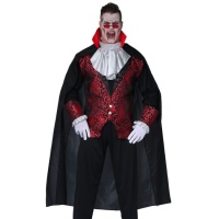 Capa de vampiro preta com gola vermelha - 140 cm