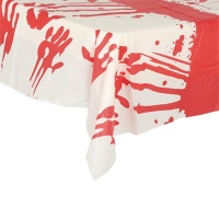 Toalha de mesa de plástico com manchas de sangue 1,35 x 2,70 m