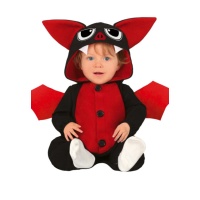Fato de morcego vermelho e preto para bebé