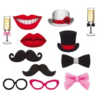 Kit gigante Mr & Mrs para photo booth - 12 unidades