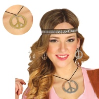 Conjunto hippie com fita, brincos e colar