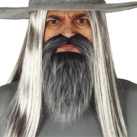 Barba com bigode cinzento adesivo