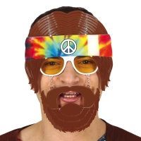 Óculos hippie com barba castanha