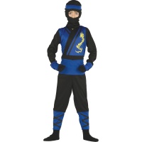 Fato ninja preto e azul para crianças