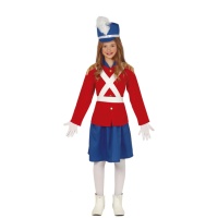 Fato de soldadinho de chumbo vermelho para rapariga
