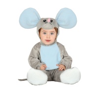 Fato de rato cinzento e azul para bebés