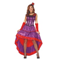 Fato de canoa lilás e vermelho para mulher
