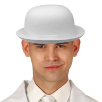 Chapéu de coco de feltro branco - 59 cm