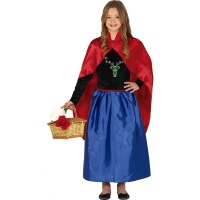 Fato de Princesa da primavera Azul e Vermelho para menina