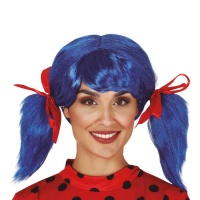 Peruca azul Ladybug com tranças