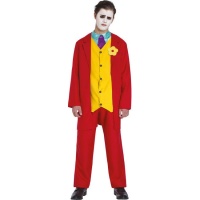 Disfarce de palhaço Joker vermelho juvenil
