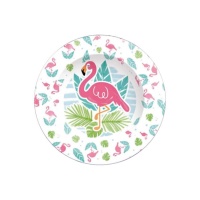 Pratos de cartão Flamingo havaiano de 23 cm - 8 unidades
