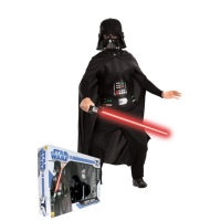 Fato Darth Vader para crianças em caixa com espada