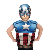 Disfarce de Capitão América com t-shirt e máscara para menino