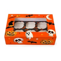 Caja para 6 cupcakes de Halloween naranja - Azucren