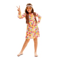 Fantasia de hippie com flores para menina