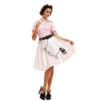 Fato rosa retro dos anos 50