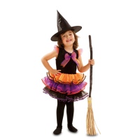 Fato de bruxa multicolorido com tutu para menina