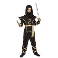 Fato de ninja preto e dourado para criança