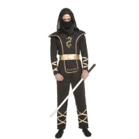 Fato de ninja preto e dourado para homem