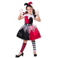 Fato de Arlequim Vermelho e Preto para rapariga