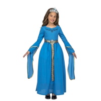 Fato de princesa medieval azul para rapariga