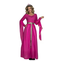 Fato de princesa medieval cor-de-rosa para mulher