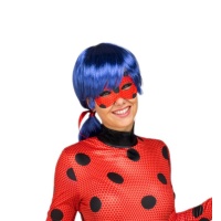 Peruca e mascarilha de Ladybug para mulher