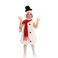Disfarce de boneco de neve com cachecol vermelho para bebé