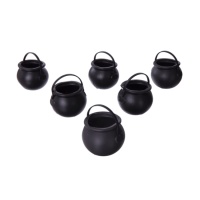 Mini 6 caldeirões de bruxa com pega de 6 cm - 6 unidades