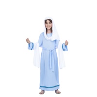 Fato de Virgem Maria com manto branco para menina