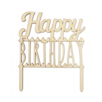 Topper de madeira para bolo de Happy Birthday - Scrapcooking