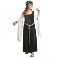 Fato de Senhora medieval verde infantil