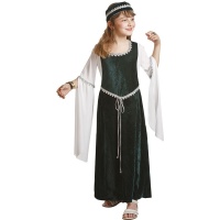 Fato de senhora verde medieval para criança