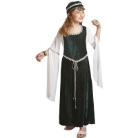 Fato de Senhora medieval verde infantil