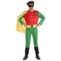 Fato de super-herói vermelho e verde para homem