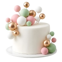 Topper para bolo de bolas rosas, verdes e douradas - 32 unidades