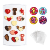 Kit Corações de Chocolate - Decorar - 40 unidades