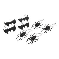 Pendentes de aranhas e morcegos - 8 unidades