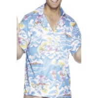 Camisa havaiana azul para adultos