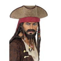 Chapéu de pirata castanho con rastas