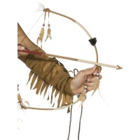 Conjunto de arco e flechas com penas para índios - 65 cm
