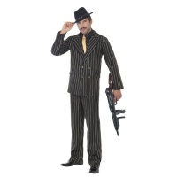 Fato de Gangster Preto e Dourado para Homem
