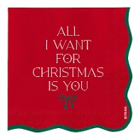 Guardanapos de 16,5 cm de visco com laço vermelho - 20 unidades