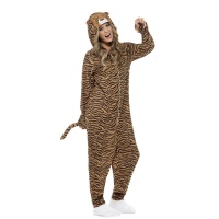 Fato de Tigre onesie com capuz para adulto