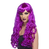 Peruca cabelo comprido roxo ondulado