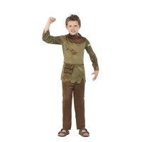 Fato de camponês verde medieval para criança.